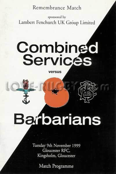1999 Combined Services v Barbarians  Rugby Programme